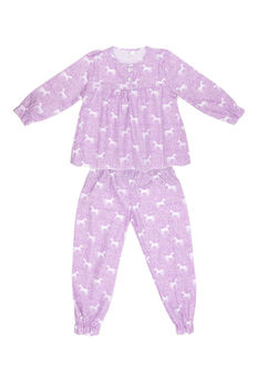 Girls Magical Unicorn Cotton Pyjama Set Pink Purple, 3 of 7