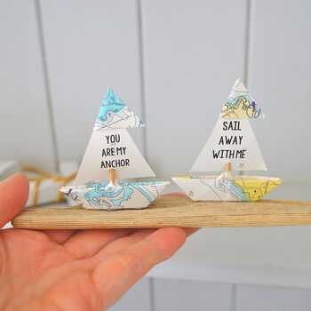 Personalised Mini Driftwood Sailboats, 3 of 7