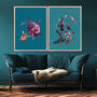 Turtles Turquoise Magenta Modern Art Print, thumbnail 2 of 5