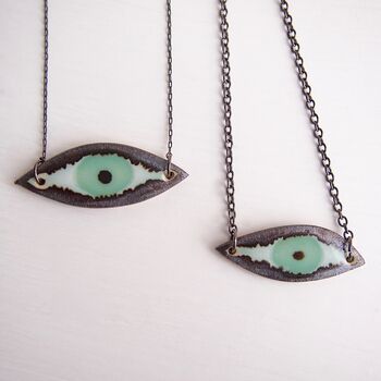 Handmade Ceramic Eye Pendant Necklace, 7 of 11