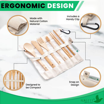 Reusable Beige Bamboo Cutlery Travel Set, 8 of 12