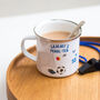 Personalised Enamel Mug – Footie Shirt And Goal Post Design, thumbnail 5 of 5