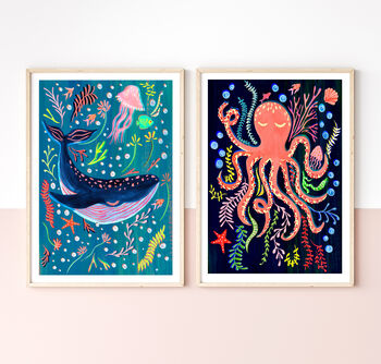 Whale Nursery Art Print, 4 of 12
