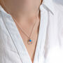Molten Sterling Silver Blue Opal Halo Necklace, thumbnail 3 of 12