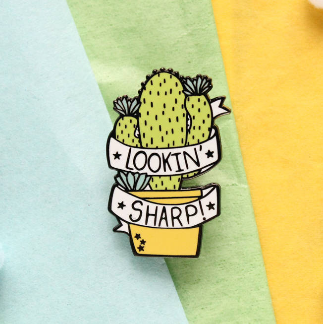 Lookin' Sharp! Fun Cactus Enamel Pin Badge, 1 of 3