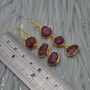Red Raw Ruby Earrings: Gold Plated Silver, thumbnail 2 of 4