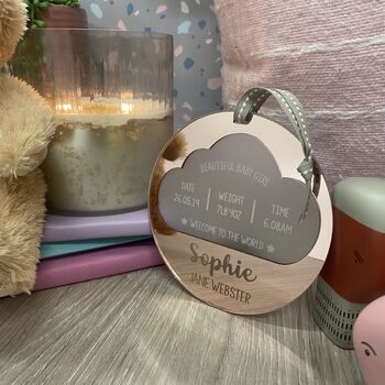 Large Cloud Newborn Baby Keepsake Weight Date And Time, 8 of 8