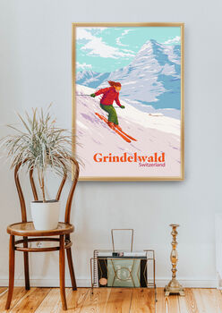 Grindelwald Ski Resort Switzerland Travel Poster Print, 5 of 8