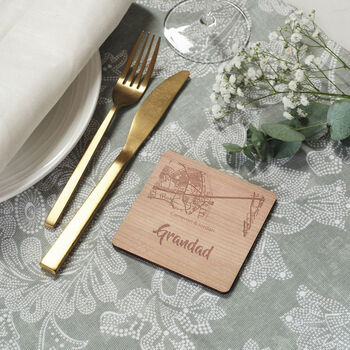 Set Of Four Place Setting Map Square Personalised Coasters, 6 of 8