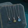 Olive Green Cz Pear Cut Pendant Necklace In Sterling Silver, thumbnail 2 of 12