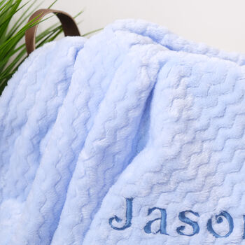 Personalised Blue Jacquard Baby Blanket, 2 of 4