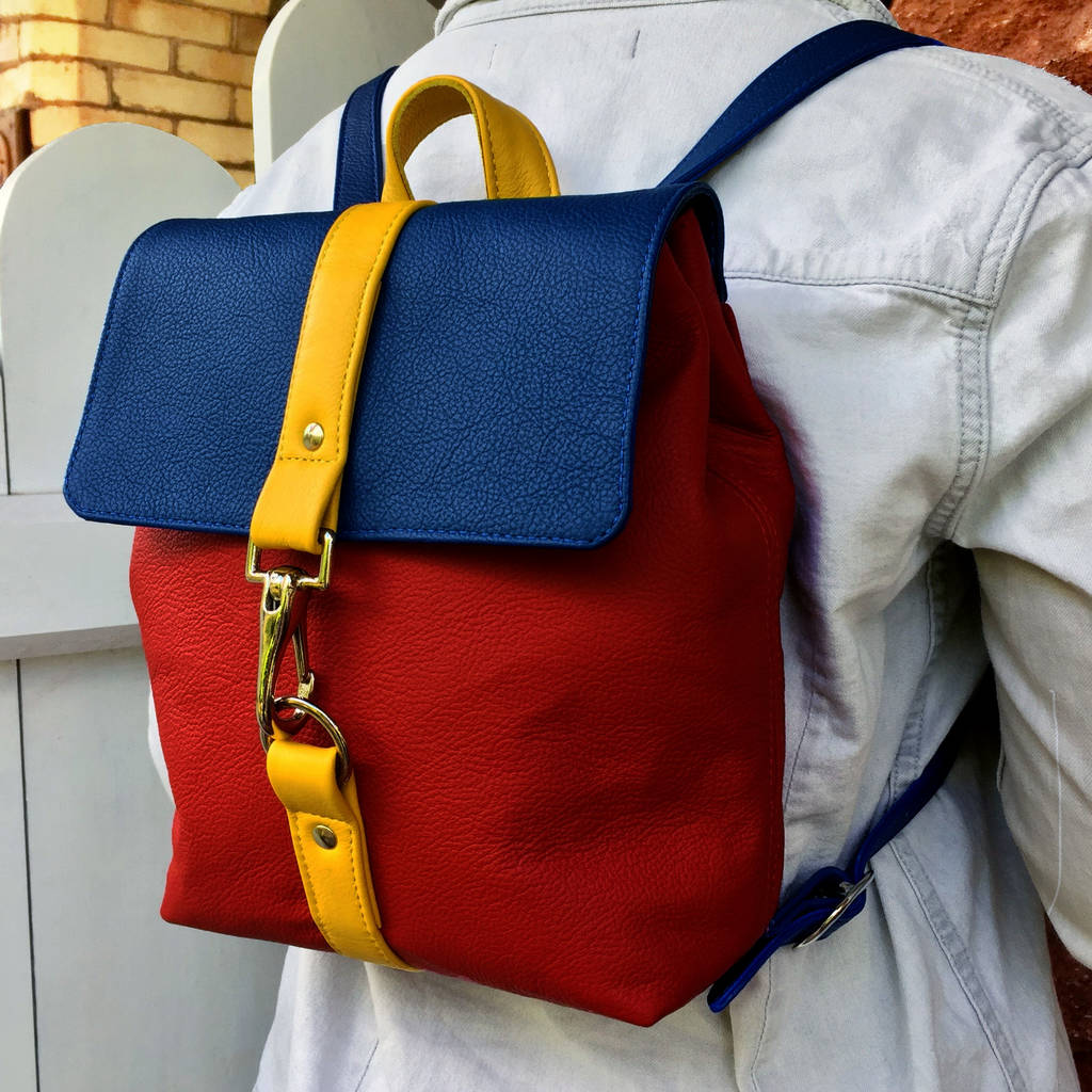 Leather 'Colour Block' Small Backpack By Debbie MacPherson Atelier