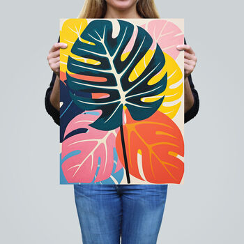 Magical Monstera Multicoloured Leaf Wall Art Print, 2 of 6