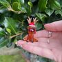 Hand Blown Glass Reindeer With Santa Hat, thumbnail 6 of 6