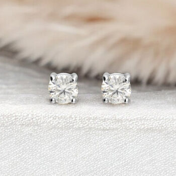 Mini Sterling Silver Moissanite Diamond Stud Earrings, 2 of 3