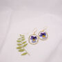 Wild Pansy Pressed Flower Gold Plated Earrings, thumbnail 4 of 9