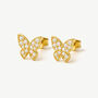 Women’s Small Butterfly Stud Earrings In 18k Gold Plated, thumbnail 2 of 4