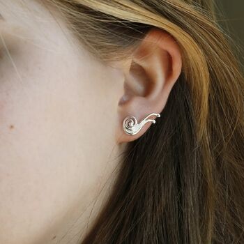 Sterling Silver Swirly Spiral Stud Earrings, 3 of 5