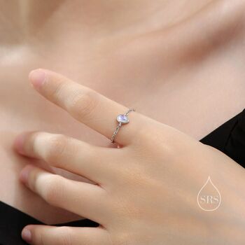 Sterling Silver Droplet Moonstone Soft Ring, 2 of 10