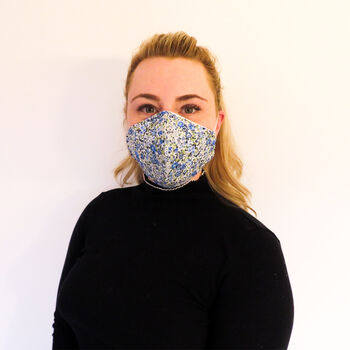 Women's Face Covering Blue Ditsy Flower, 4 of 6