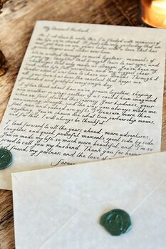 Handwritten A4 Parchment Letter With Green Wax Seal, 2 of 7