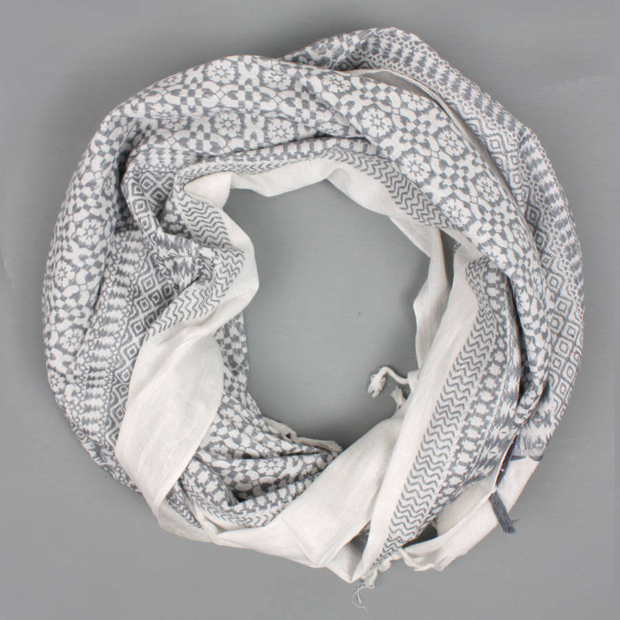 embroidered white cotton scarf by bohemia