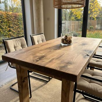 Trevon Solid Wood Dining Table With Wooden Square Legs, 6 of 10