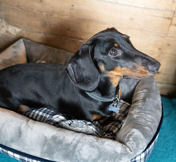 Grey Tartan Check Plush Dog Sofa Bed, 3 of 4