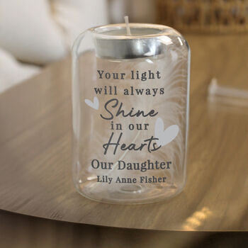 Personalised Memorial Feather Tealight Holder, 5 of 5