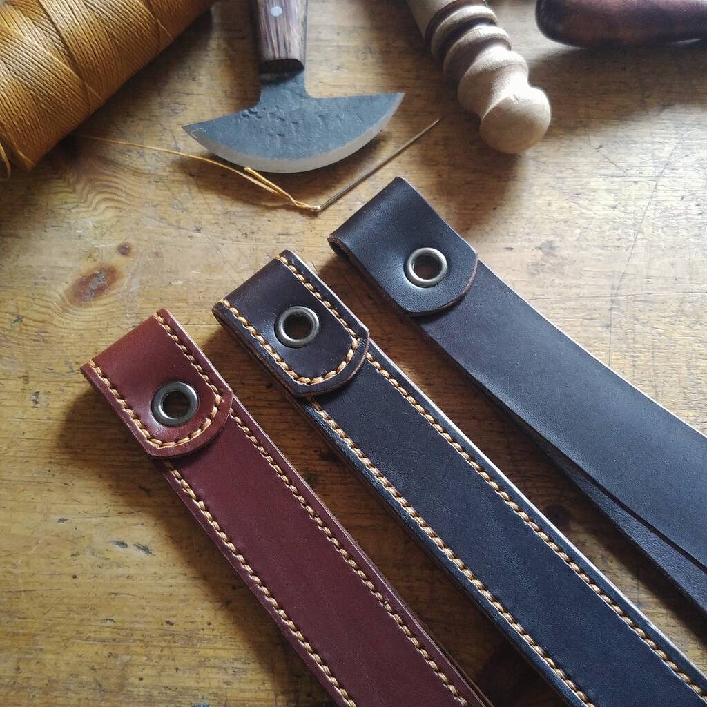 Handcrafted Office Shelf With Leather Brackets By Seagirl and Magpie