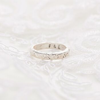 Personalised 9ct Gold Textured Wedding Band, 8 of 9