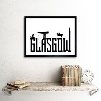 Glasgow City Scotland Landmarks Silhouettes Art Print, 2 of 3