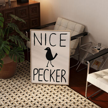 Nice Pecker Funny Bathroom Hand Painted Wall Art Print, 5 of 8