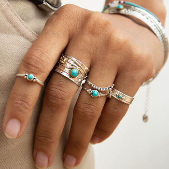 Holi Jewel Silver Stacking Ring, 4 of 10