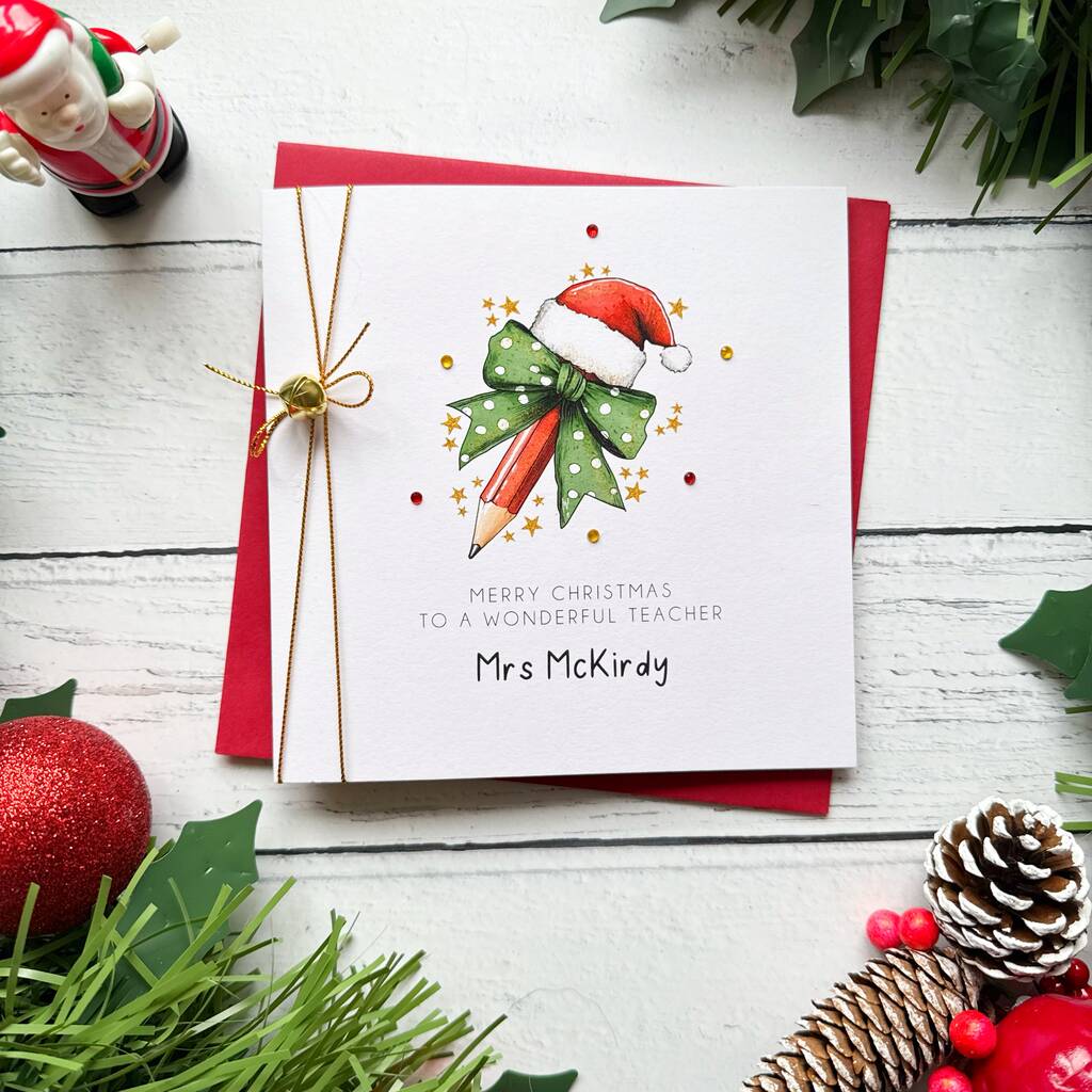 Thank You Teacher/Teaching Assistant, Handmade Christmas Card, 1 of 3