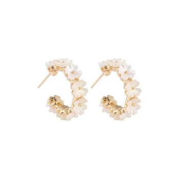 Monaco D’or Ivory Gold Flower Hoop Charm Earrings, 2 of 3