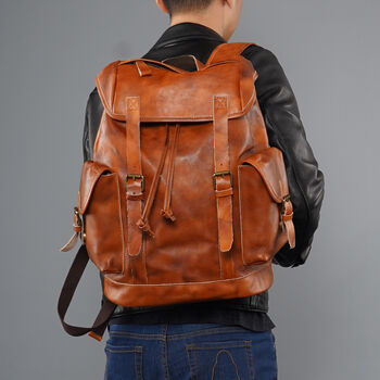 Genuine Leather Backpack In Russet Brown, 8 of 12