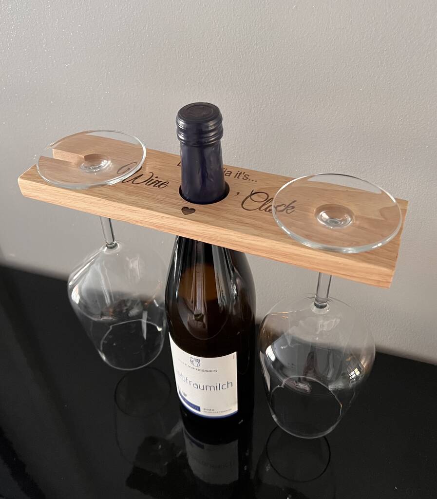 Personalised Wine O'clock Wine Glass And Bottle Holder, 1 of 4