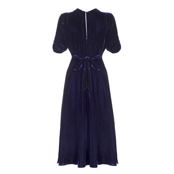 Midnight Blue Silk Velvet Tea Dress, 4 of 4