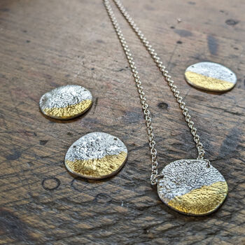 Handmade Silver Gold Round Pendant Necklace, 7 of 9