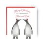 Merry Christmas To A Wonderful Mum And Dad Penguin Card, thumbnail 1 of 4