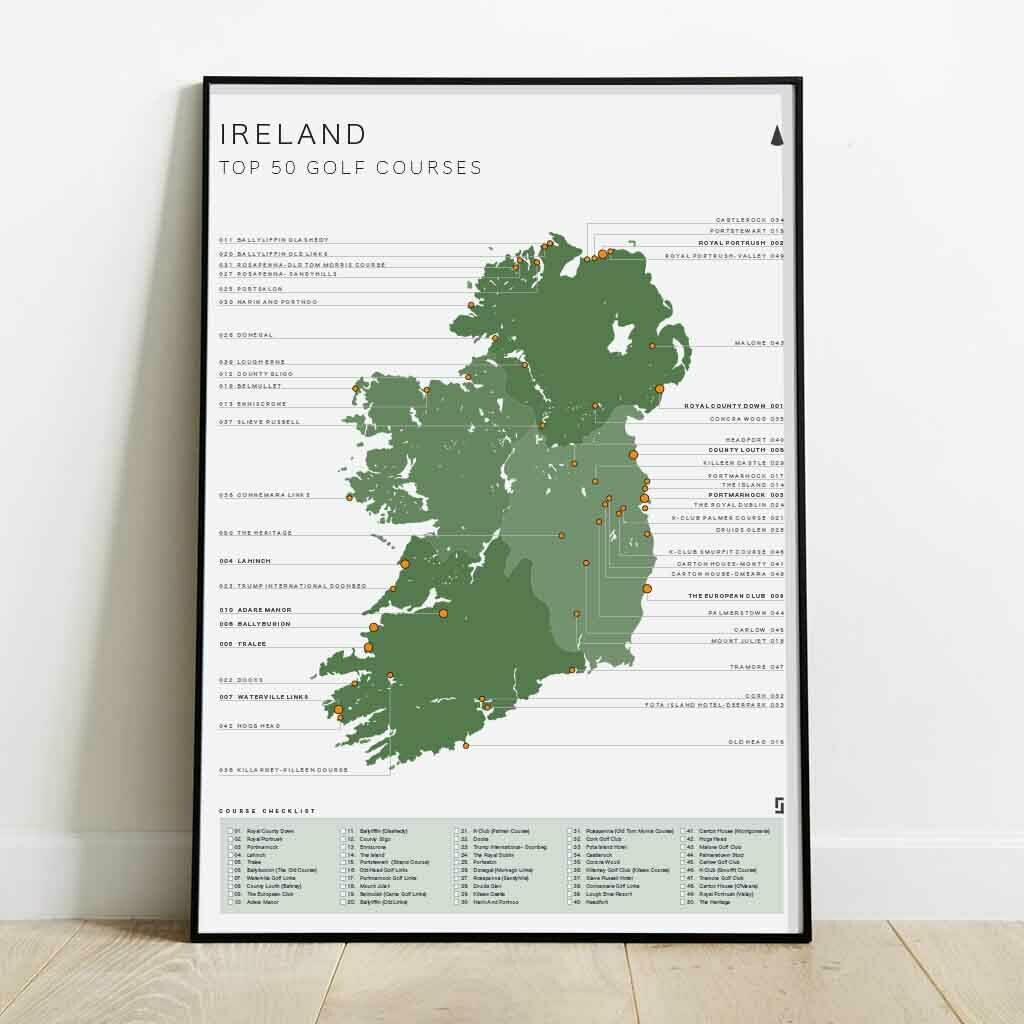 Ireland Golf Map And Checklist Top 50 Courses, 1 of 6