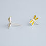Sterling Silver Yellow Dragonfly Stud Earrings, thumbnail 3 of 4
