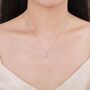 Sterling Silver Aquamarine Blue Pear Cut Cz Pendant Necklace, thumbnail 4 of 11