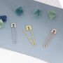Safety Pin Pull Through Drop Earrings In Sterling Silver, thumbnail 2 of 12