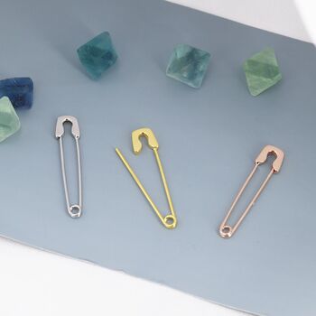 Safety Pin Pull Through Drop Earrings In Sterling Silver, 2 of 12