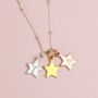 Three Stars Initial Necklace Sterling Silver, thumbnail 1 of 4