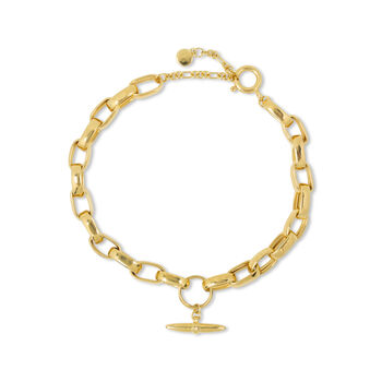 18ct Gold Plated Mini T Bar Chain Bracelet, 2 of 9