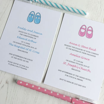 Baby Shoes Christening Invitation, 2 of 10