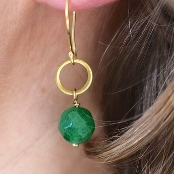 Gold Plated Circle And Birthstone Earrings, 3 of 12